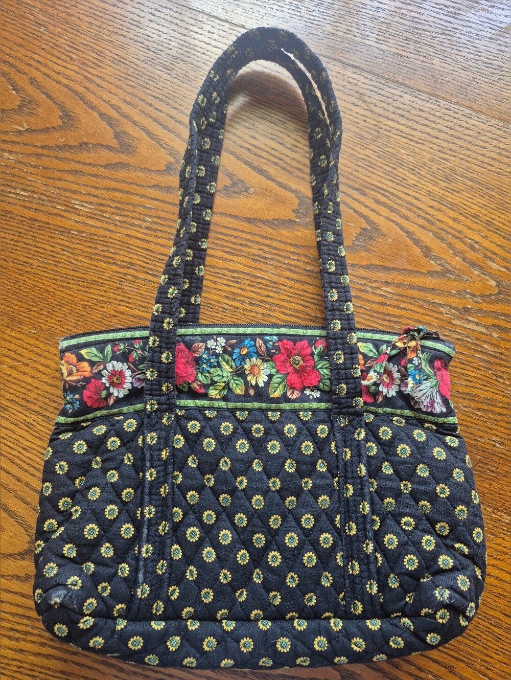 Vera Bradley Vibrant Black Little Betsy Shoulder Tote Bag